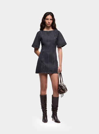  Laagam Rosette Grey Short Dress