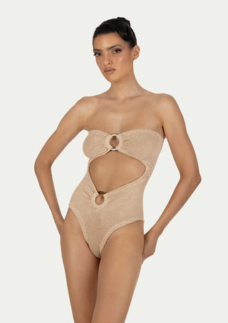  PARAMIDONNA Rene Beige Mat One-piece Swimsuit