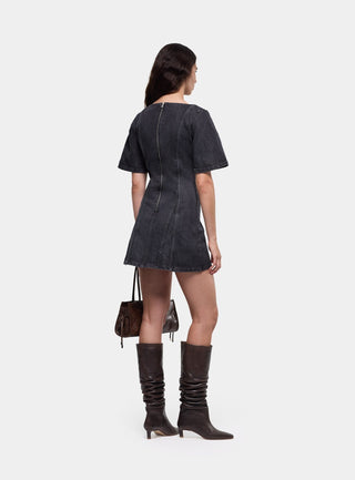  Laagam Rosette Grey Short Dress