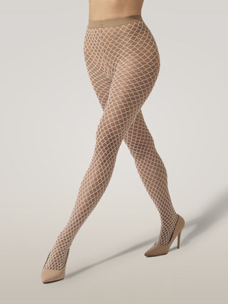  Wolford Velvet Net Tights White