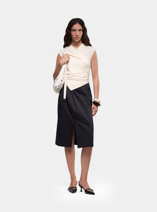  Laagam Selene Black & Ecru Midi Dress