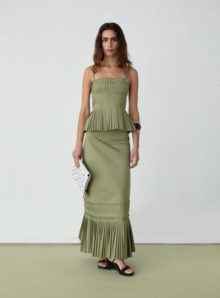  Laagam Leah Khaki Midi Skirt