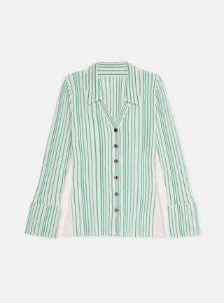  Laagam Giulia Green Striped Knitted Top