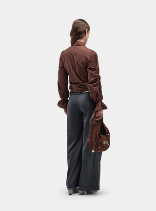  Laagam Sultana Brown Ruched Shirt