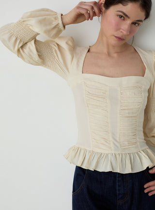  Laagam Mary Ecru Textured Blouse