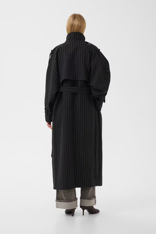 Cappotto Gzavic Long  Black Pinstripe