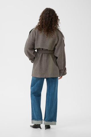 Giacca Gzavic Short Coat Brown/green Houndstooth