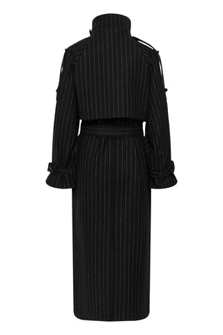 Cappotto Gzavic Long  Black Pinstripe