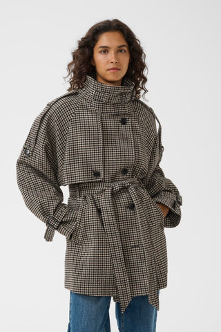 Giacca Gzavic Short Coat Brown/green Houndstooth