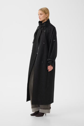Cappotto Gzavic Long  Black Pinstripe
