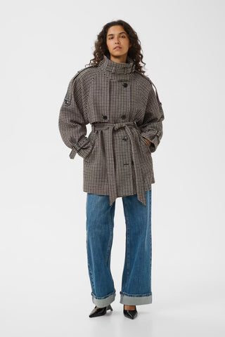 Giacca Gzavic Short Coat Brown/green Houndstooth