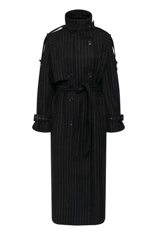 Cappotto Gzavic Long  Black Pinstripe