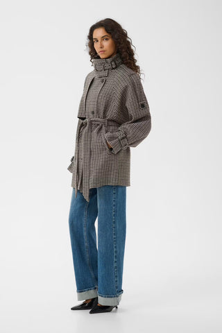 Giacca Gzavic Short Coat Brown/green Houndstooth