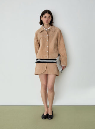  Laagam Luana Real Suede Taupe Jacket