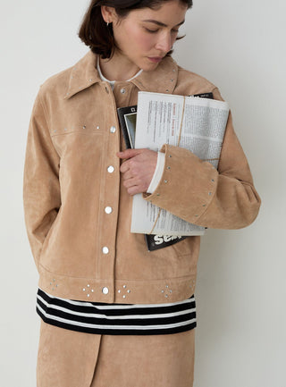  Laagam Luana Real Suede Taupe Jacket