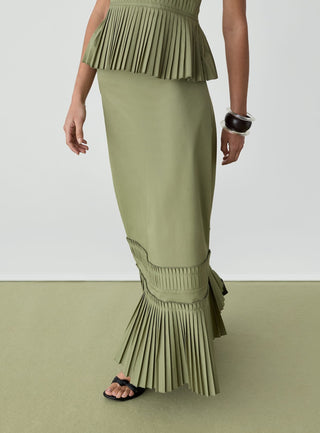  Laagam Leah Khaki Midi Skirt
