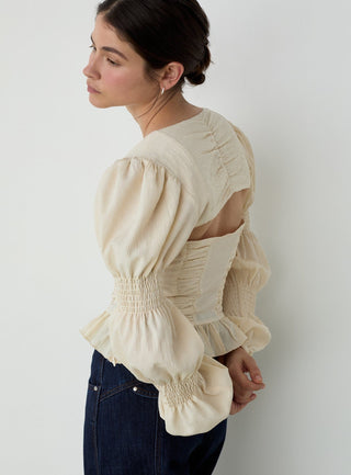  Laagam Mary Ecru Textured Blouse