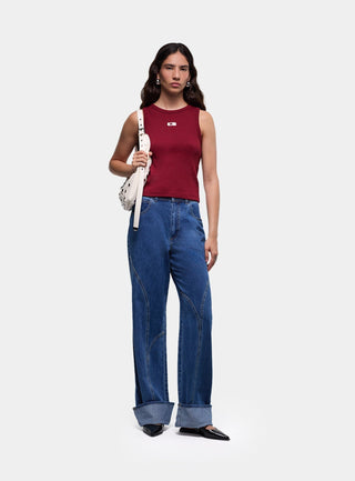  Laagam Burgundy Embroidered Logo Tank Top
