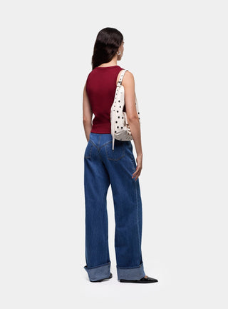  Laagam Burgundy Embroidered Logo Tank Top