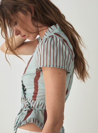  Laagam Atena Turquoise Striped Wrap Blouse