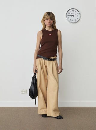  Laagam Brown Embroidered Logo Tank Top