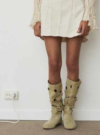  Laagam Rosette Ecru Short Dress