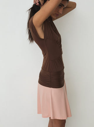 Laagam Fiora Brown Short Dress