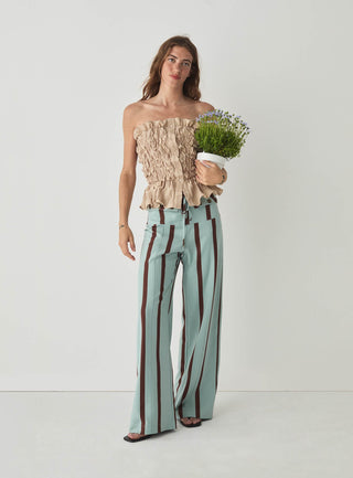  Laagam Tashi Turquoise Striped Flow Pants