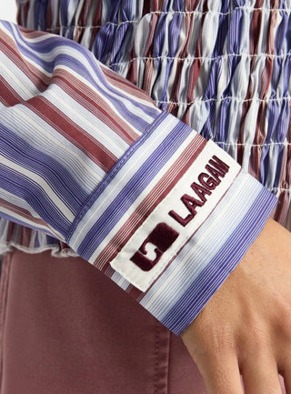  Laagam Liam Blue Striped Ruched Shirt