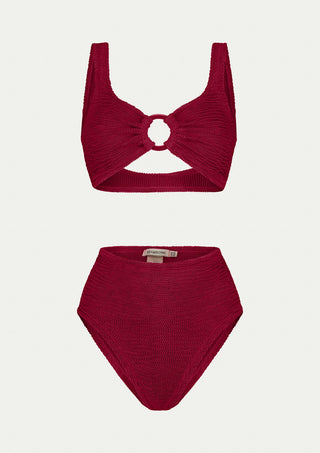  PARAMIDONNA Irina High Waisted Burgundy Two-piece Swimsuit