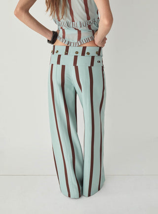  Laagam Tashi Turquoise Striped Flow Pants