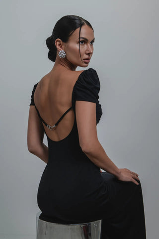  Laagam Sia Black Jersey Midi Dress