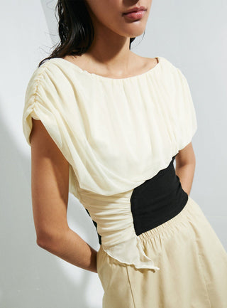  Laagam Gemini Ecru Draped Top