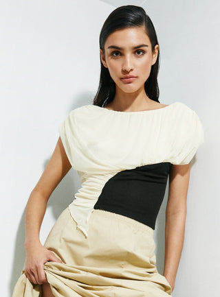  Laagam Gemini Ecru Draped Top