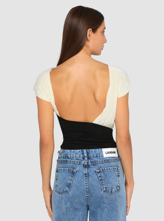  Laagam Gemini Ecru Draped Top