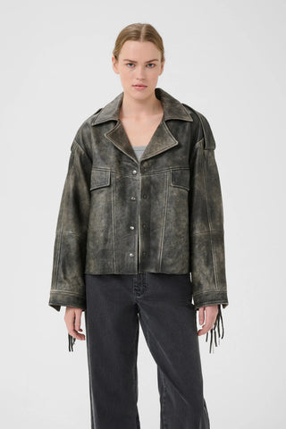  Gestuz Gzjaggy Black Leather Jacket