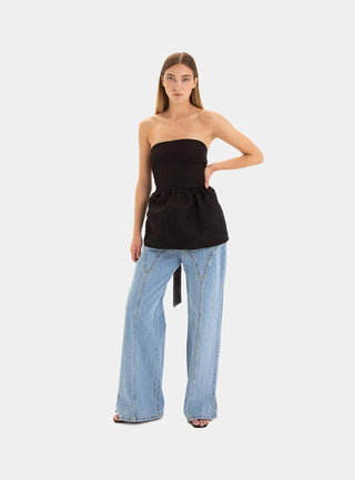  Laagam Cecile Black Strapless Top