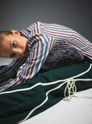  Laagam Liam Blue Striped Ruched Shirt