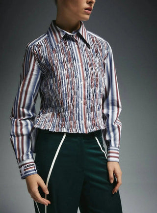  Laagam Liam Blue Striped Ruched Shirt