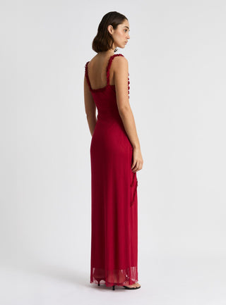  Laagam Arabella Burgundy Ruffled Dress