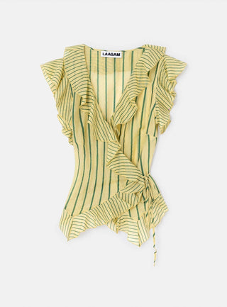  Laagam Bettina Yellow Striped Wrap Blouse