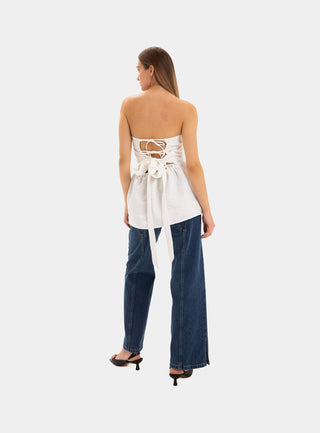  Laagam Cecile White Strapless Top