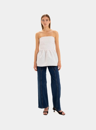  Laagam Cecile White Strapless Top