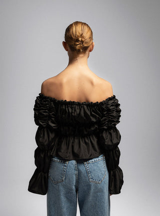  Laagam Sadie Black Ruched Blouse