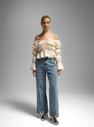  Laagam Sadie Ecru Ruched Blouse
