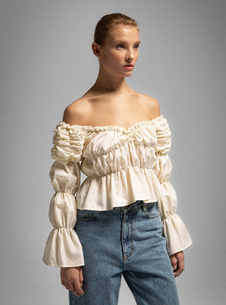  Laagam Sadie Ecru Ruched Blouse