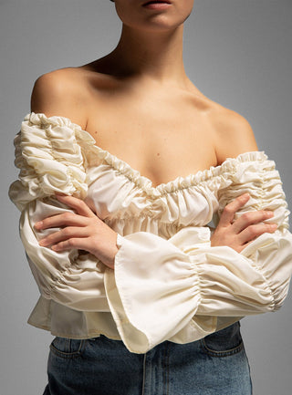  Laagam Sadie Ecru Ruched Blouse