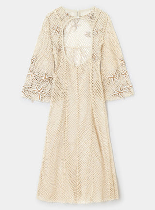 Laagam Samui Ecru Midi Net Dress - Anavi