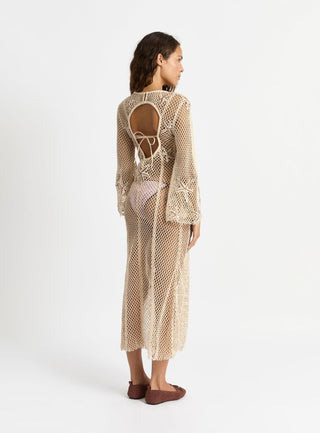 Laagam Samui Ecru Midi Net Dress - Anavi