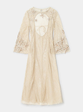 Laagam Samui Ecru Midi Net Dress - Anavi